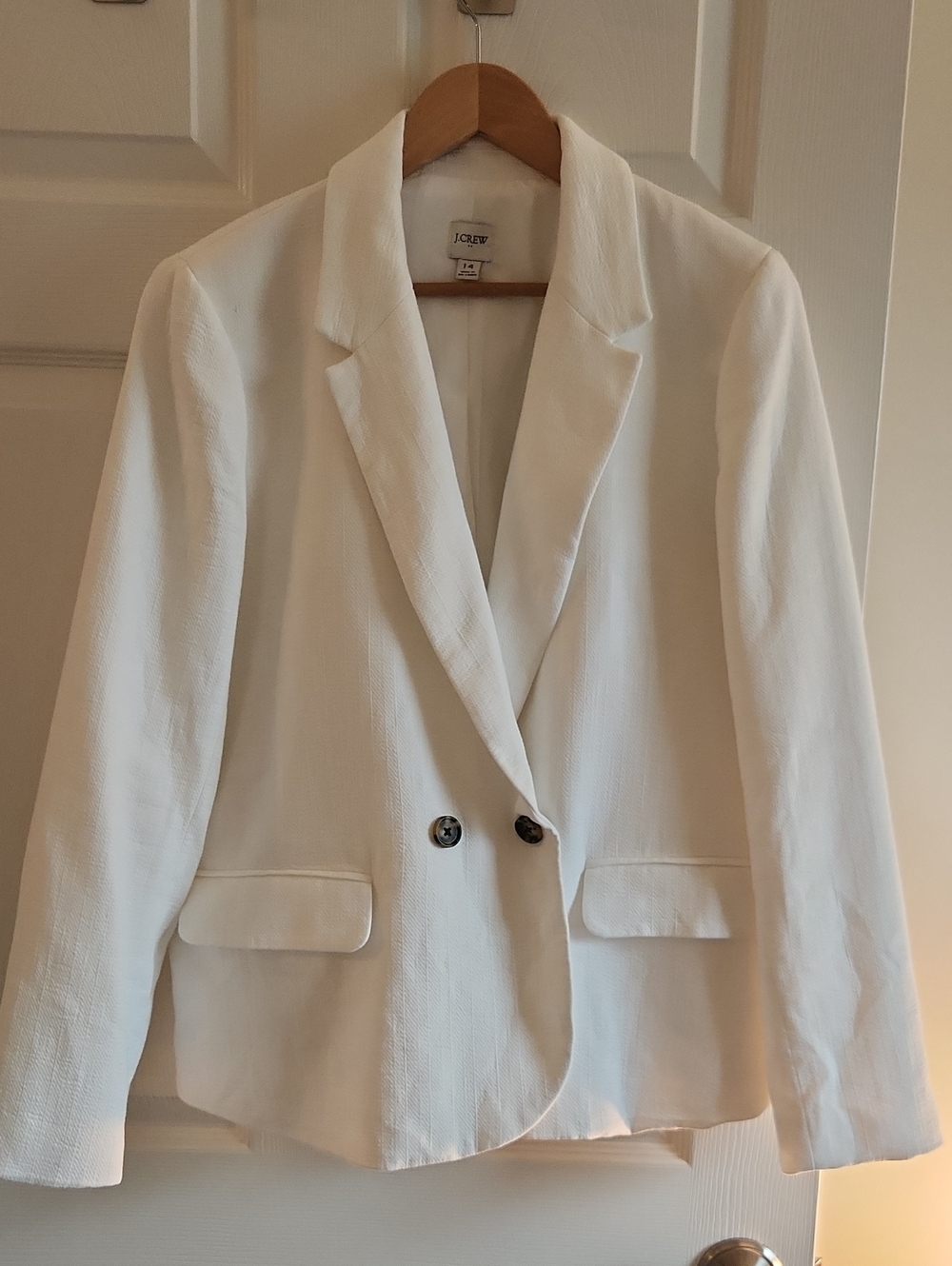 J. Crew Women's White Textured Double-Button Blazer